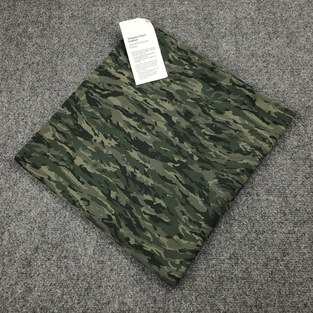 Lululemon Vinyasa Scarf Green Camo Cotton Convertible Wrap Camouflage NEW
